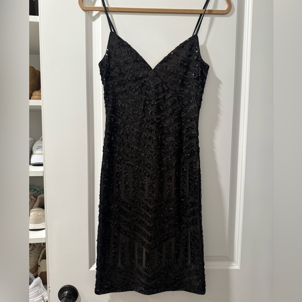 Express Black Sequin Midi Dress